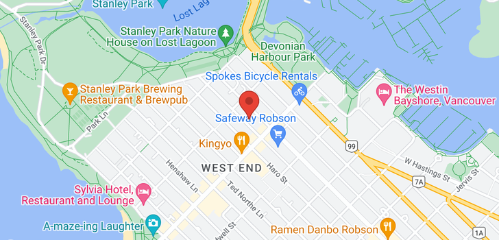 map of 601 1860 ROBSON STREET